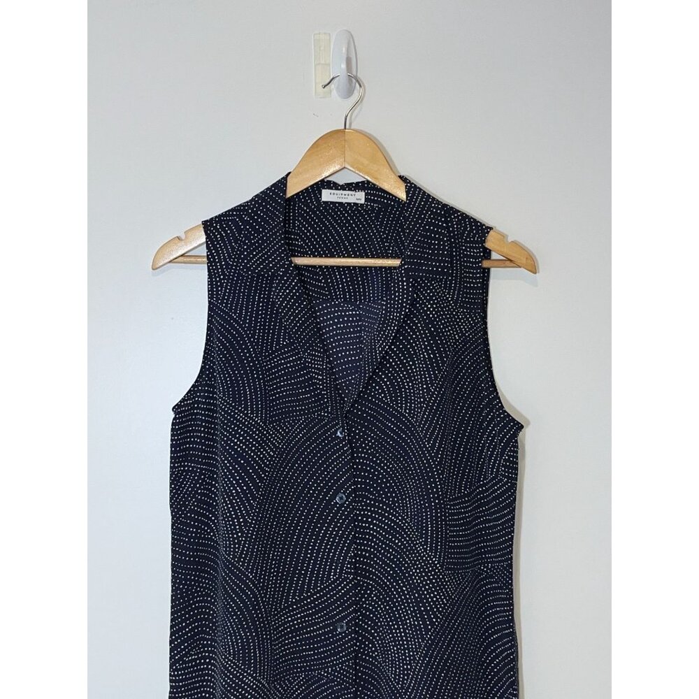 Equipment Sleeveless Adalyn Silk Dress, Peacoat (Navy Blue) Size M Medium $268 - Picture 5 of 11